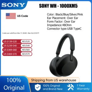 Sony Wireless, Noise Canceling, Foldable Bluetooth Earphone
